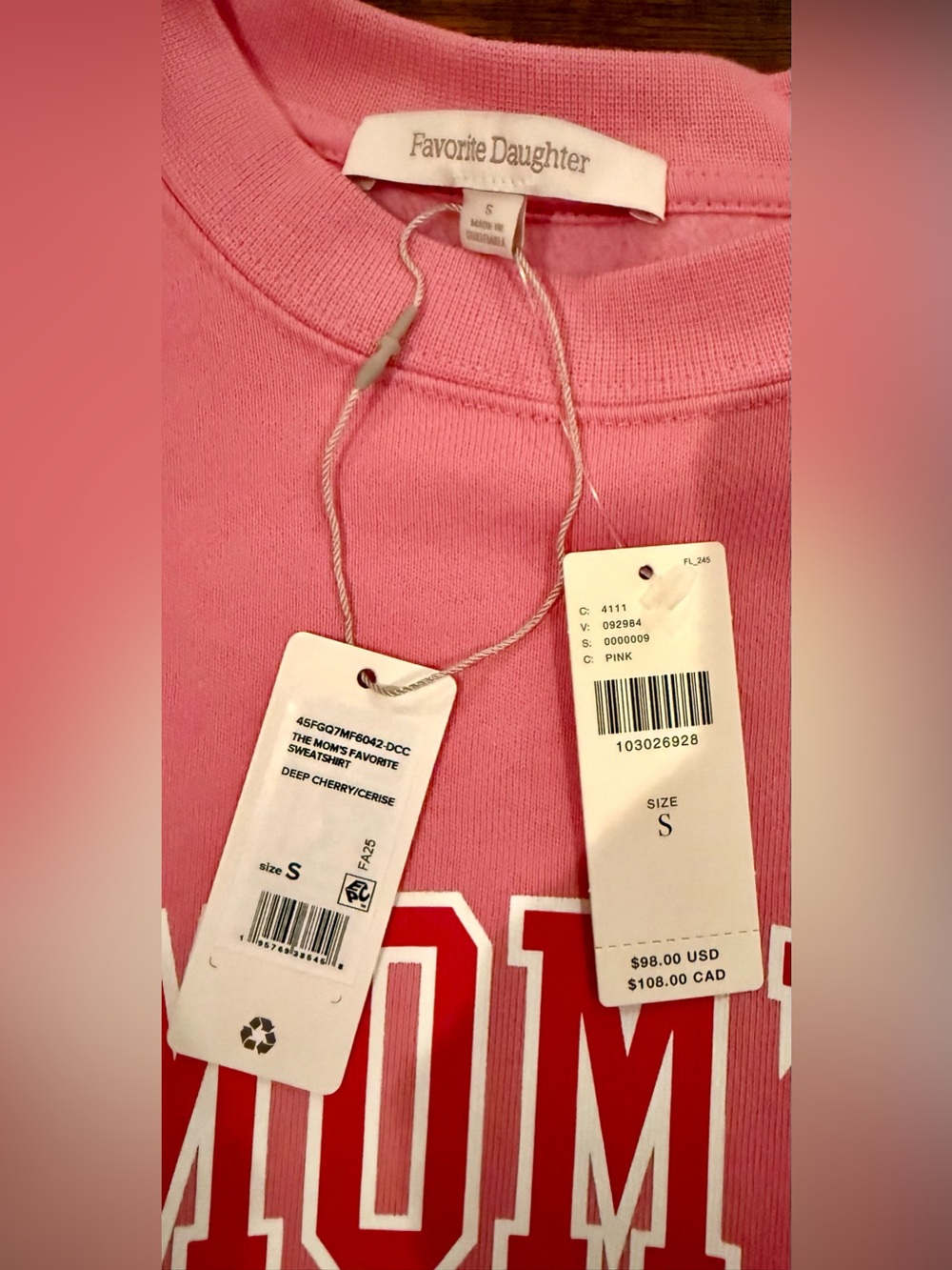 Favorite Daughter Mom’s Favorite Sweatshirt Anthropologie NWT, Size S - Picture 5 of 6